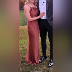 Shona Joy Luxe Asymmetrical Gathered Maxi Dress - Mocha color, bridesmaid dress